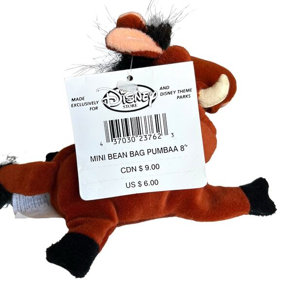 The Disney Store Mini Bean Bag Pumbaa 8" The Lion King - Picture 9 of 9